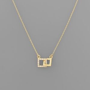 Double Square Link Charm Necklace